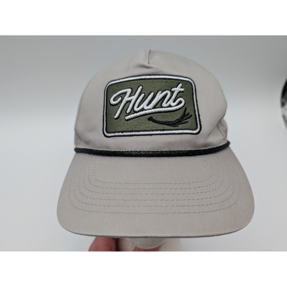 Burlebo Hunt Patch Rope Snapback Hat Grey Antler Logo Cap
